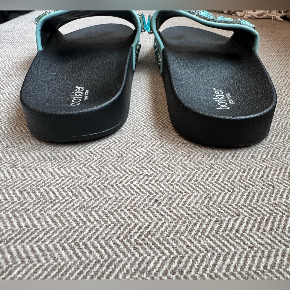 Botkier “Freda” Seafoam Rhinestone Slide Sandals - Size 39/8 - Picture 11 of 15